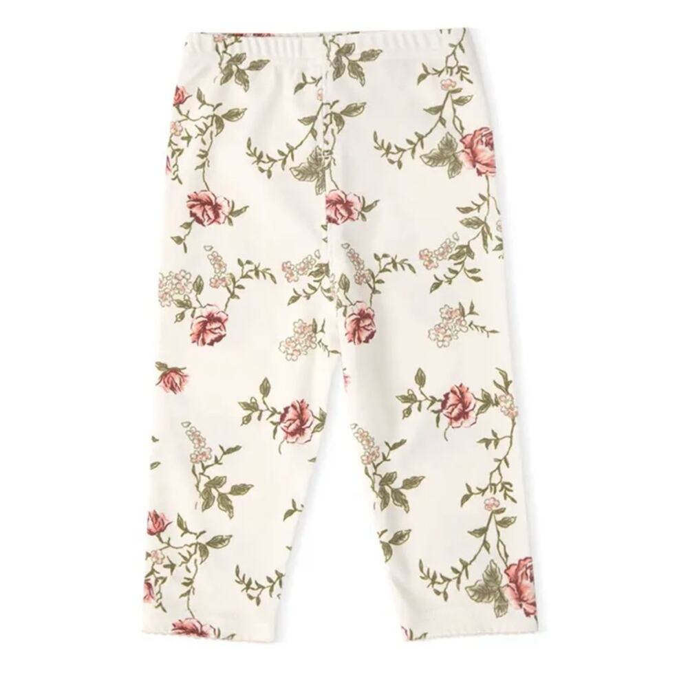 New baby girl flowered pull on pants 3-6 months